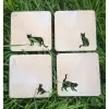 Ahşap Kedi Modelli Bardak Altlığı 6 lı Set