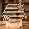 Ahşap MDF Altıgen Formlu Çiçek Motifli Küpe Teşhir Standı - 17 cm Lazer Kesim Tasarım