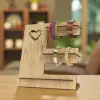 Ahşap MDF Mini 2 Katlı Bileklik ve Saat Teşhir Standı - 22 cm Lazer Kesim Kompakt Tasarım