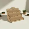 Apex-Orna 3 Katlı Tepe İşlemeli Ahşap MDF Teşhir Standı 22x28x22 cm