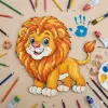 Boyanabilir Ahşap Aslan Figürü 16x16 cm