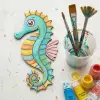 Boyanabilir Ahşap Deniz Atı Figürü 15x7 cm