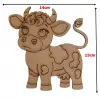 Boyanabilir Ahşap İnek Figürü 15x14 cm