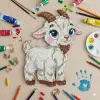 Boyanabilir Ahşap Keçi Figürü 15x12 cm