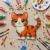Boyanabilir Ahşap Kedi Figürü 15x16 cm