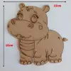 Boyanabilir Ahşap Su Aygırı Figürü 16x15 cm