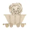 Boyanabilir Ahşap Vagonlu Aslan Figürü 13x13 cm