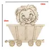 Boyanabilir Ahşap Vagonlu Aslan Figürü 13x13 cm