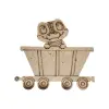 Boyanabilir Ahşap Vagonlu Dinozor Figürü 13x13 cm
