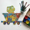 Boyanabilir Ahşap Vagonlu Dinozor Figürü 13x13 cm