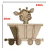 Boyanabilir Ahşap Vagonlu Zürafa Figürü 14x13 cm