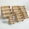 Hexa-Step 4 Raflı Ahşap MDF Teşhir Vitrin Standı Serisi (6 Farklı Ölçü)