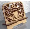 Kahve Temalı Ahşap Tablet Standı (3mm MDF)