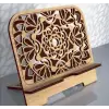 Yaprak Motifli Mandala Ahşap Tablet Standı (3mm MDF)