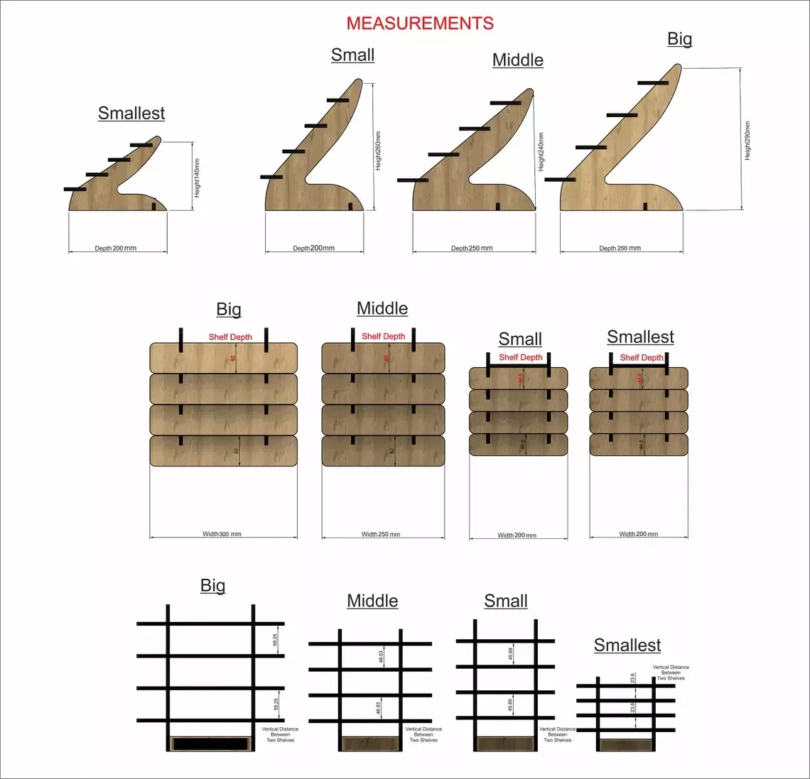 Opti-Step 4 Katlı Ahşap MDF Orta Boy Teşhir Standı