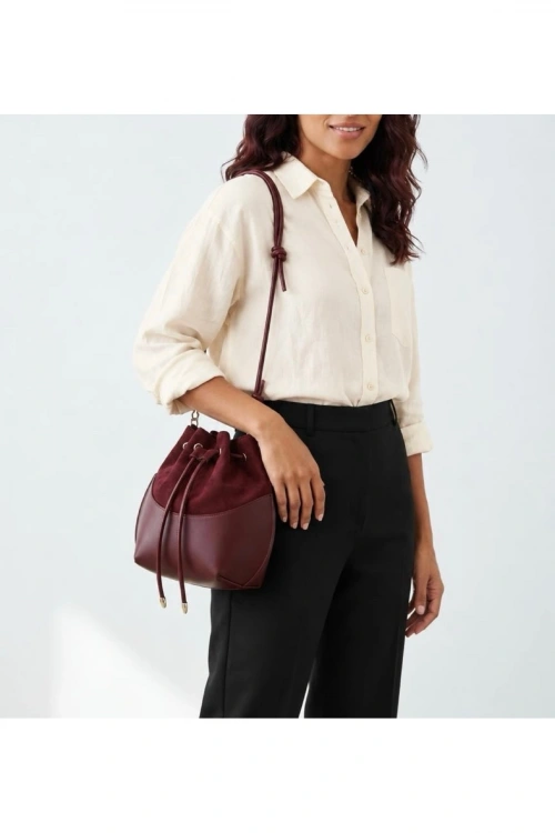 Lucia Model Bordo Ayarlanabilir Düğüm Askılı Bucket Çanta