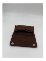 Kadın Süet Zincir Askılı Charm Detaylı Clutch Çanta