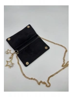 Kadın Süet Zincir Askılı Charm Detaylı Clutch Çanta