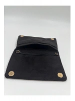 Kadın Süet Zincir Askılı Charm Detaylı Clutch Çanta