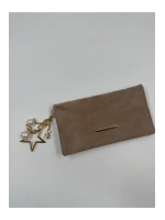 Kadın Süet Zincir Askılı Charm Detaylı Clutch Çanta