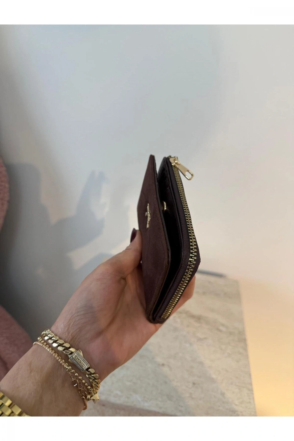 Fiyonk Detaylı Süet Kadın Cüzdan