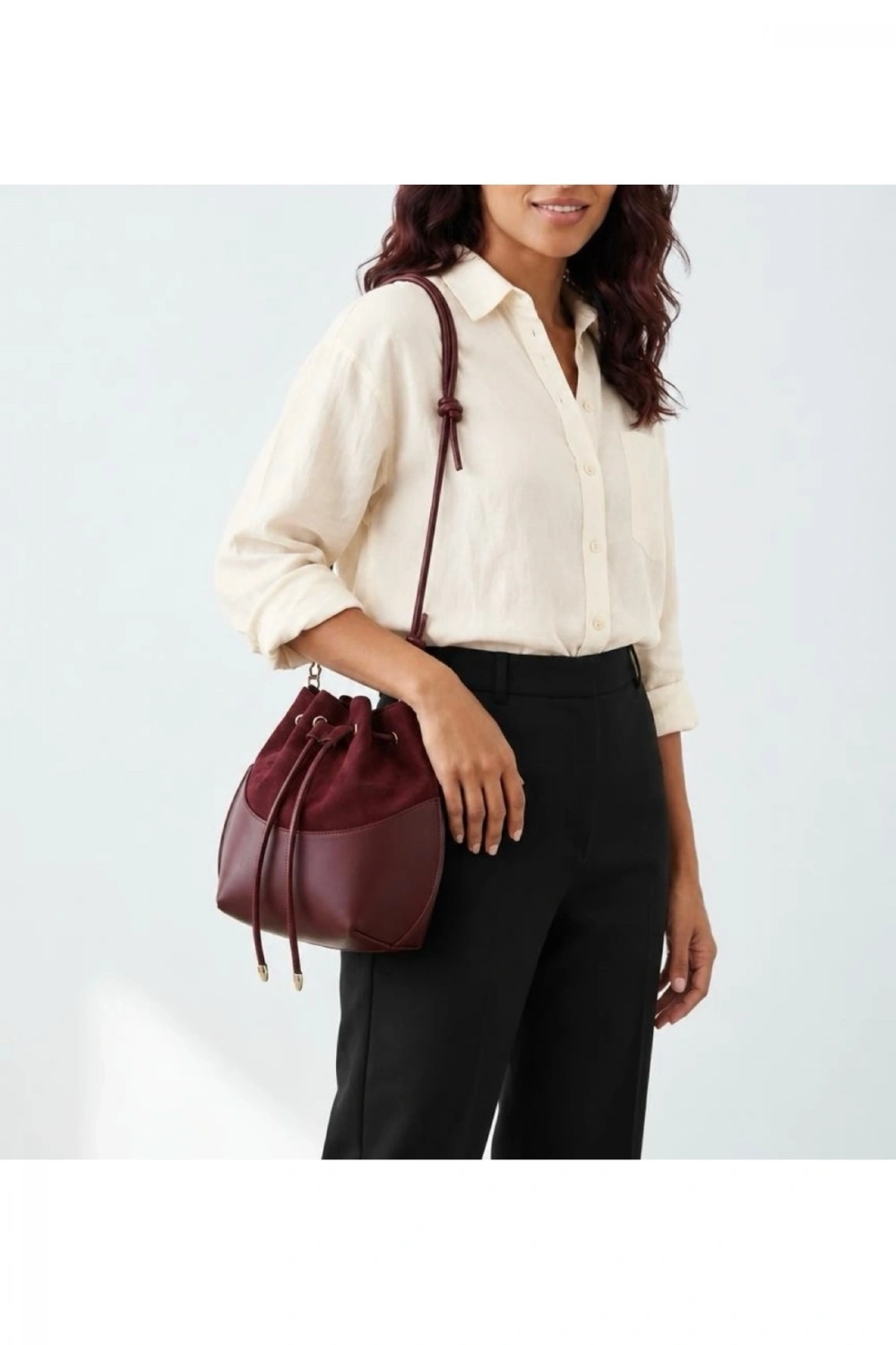 Lucia Model Bordo Ayarlanabilir Düğüm Askılı Bucket Çanta