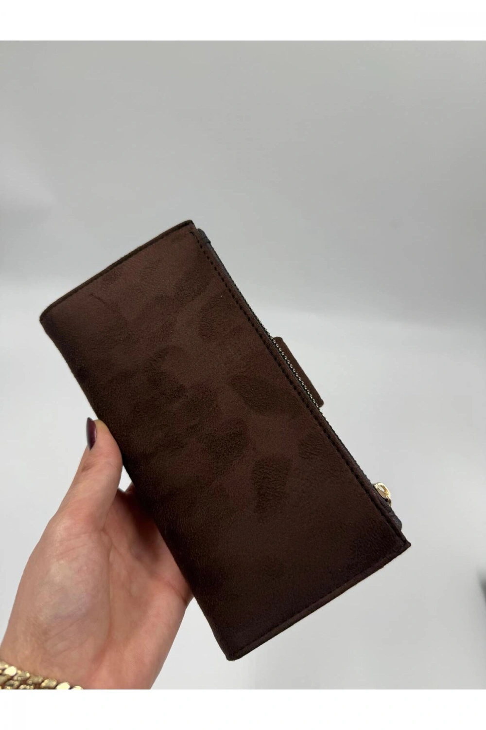 Telefon Bölmeli Süet Büyük Boy Cüzdan