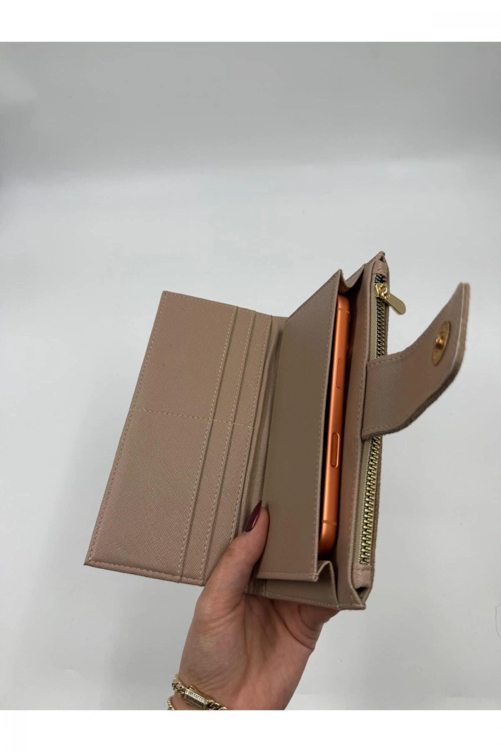 Telefon Bölmeli Süet Büyük Boy Cüzdan