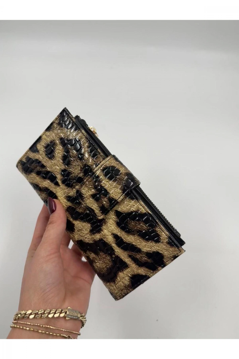 Telefon Bölmeli Parlak Deri Büyük Boy Cüzdan