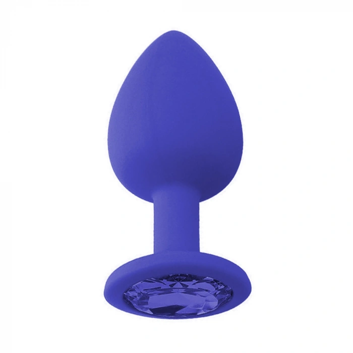 Backpart Taşlı Silikon Anal Tıkaç - Mavi
