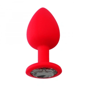 Backpart Taşlı Silikon Anal Tıkaç - Kırmızı