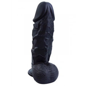 Gerçekçi Siyah Renkli Vantuzlu Testisli Dildo 26cm