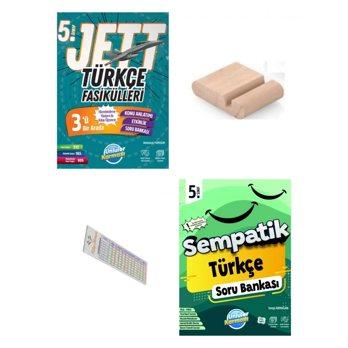 5.Sınıf Jettt Türkçe-Sempatik Türkçe Soru Bankası Maarif 2027+Çözüm Ayracı+Telefon Tutucu