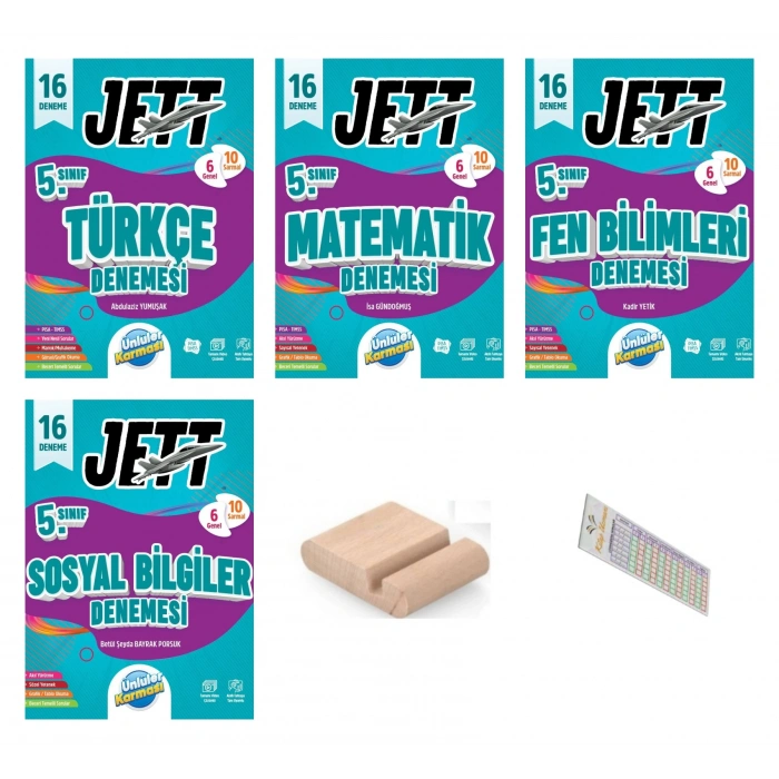 5.Sınıf Jettt Türkçe Fen Sosyal Matematik 16LI Branş Denemesi Maarif 2027+Çözüm Ayrac+Telefon Tutucu