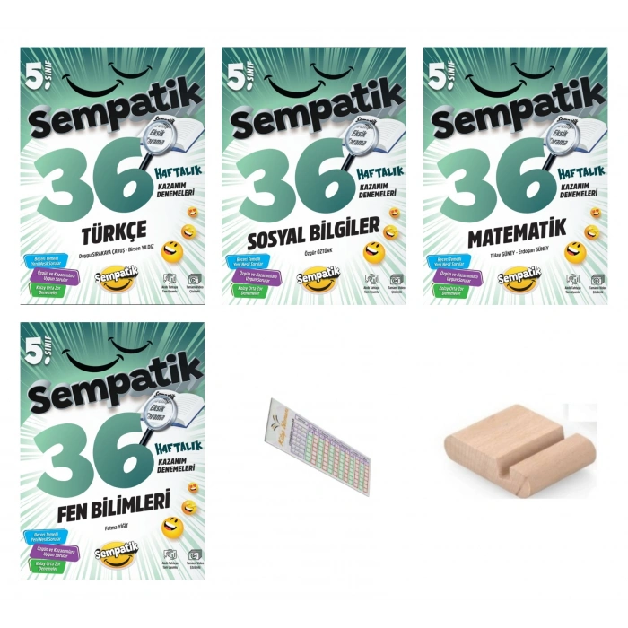 5.Sınıf Sempatik Türkçe Sosyal Matematik Fen 36 Hafta Kazanım Deneme +Çözüm Ayracı+Tlf Tutucu