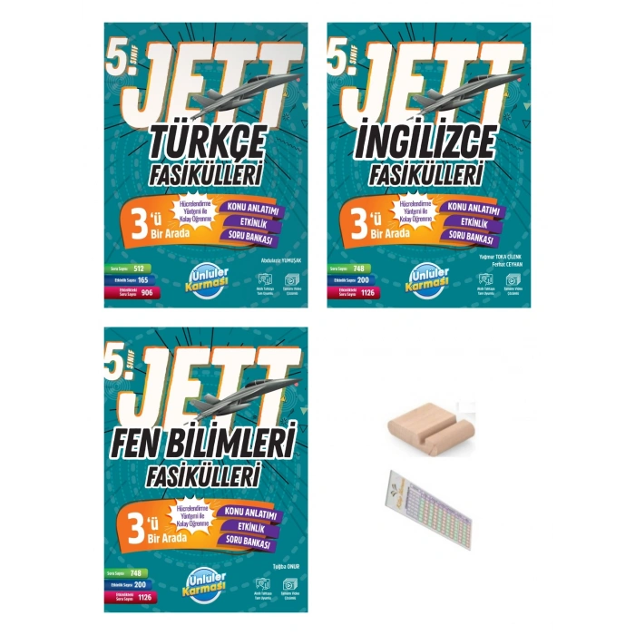 5.Sınıf Jett İngilizce Fen Türkçe Fasikülleri 2027 Maarif Modeli+Çözüm Ayracı+Telefon Tutucu