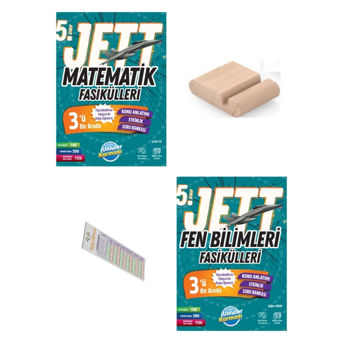 5.Sınıf Jett Matematik Fen Fasikülleri 2027 Maarif Modeli+Çözüm Ayracı+Telefon Tutucu