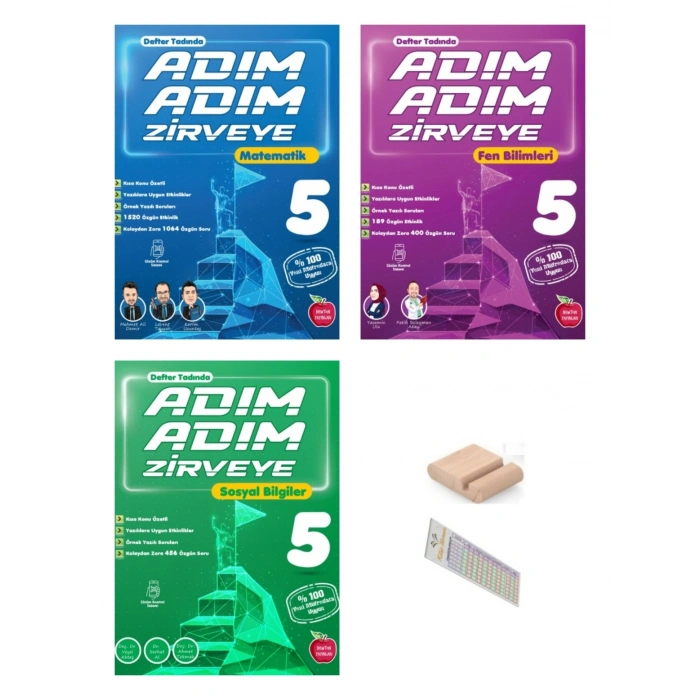 5.Sınıf ADIM ADIM ZİRVEYE Fen Matematik Sosyal 2027 Maarif Modeli + Telefon Tutucu +Çözüm Ayracı
