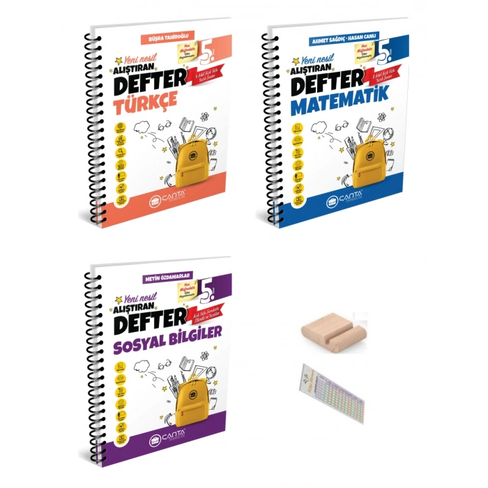 5.Sınıf Matematik Türkçe Sosyal Alıştıran Defter Maarif Model 2027+Çözüm Ayracı+Telefon Tutucu