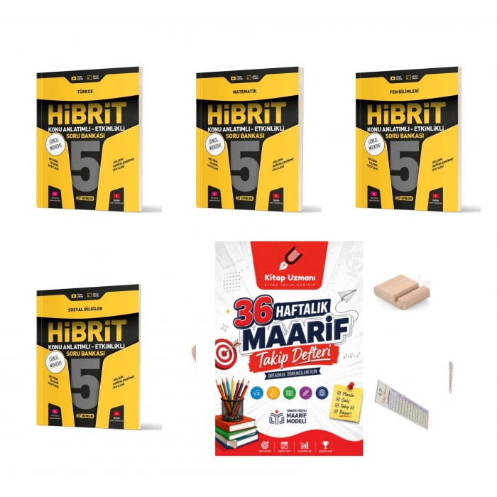5.Sınıf Fen Türkçe Sosyal Matematik Hibrit Soru Bankası+Çözüm Ayracı+Telefon Ayracı