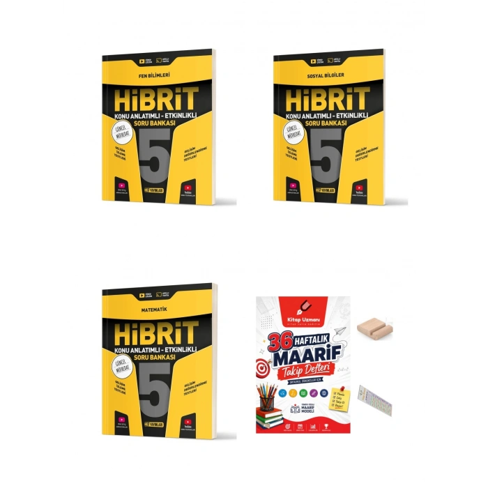 5.Sınıf Fen Sosyal Matematik Hibrit Soru Bankası+Çözüm Ayracı+Telefon Ayracı