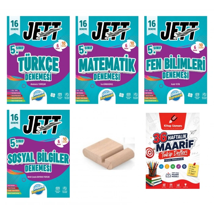 5.Sınıf Jettt Türkçe Fen Sosyal Matematik 16LI Branş Denemesi Maarif 2027+Maarif Defter+Telefon Tutucu
