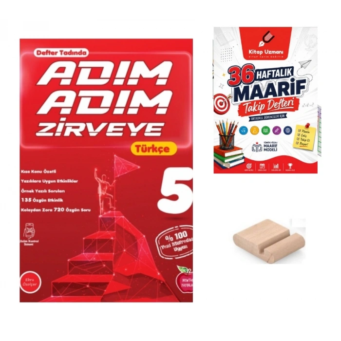 5.Sınıf Türkçe ADIM ADIM ZİRVEYE 2027 Maarif Modeli + Telefon Tutucu +Maarif Defteri