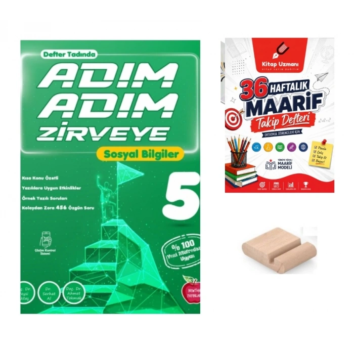 5.Sınıf Sosyal Bilgiler ADIM ADIM ZİRVEYE 2027 Maarif Modeli + Telefon Tutucu +Maarif Defteri