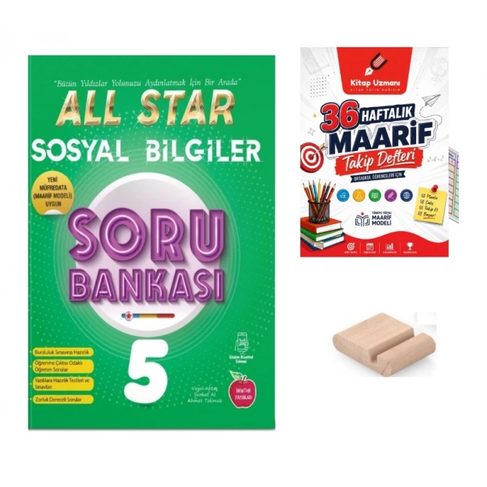 5.Sınıf Sosyal Bilgiler ALL STAR Soru Bankası 2027 Maarif Modeli+Telefon Tutucu+Maarif Defteri