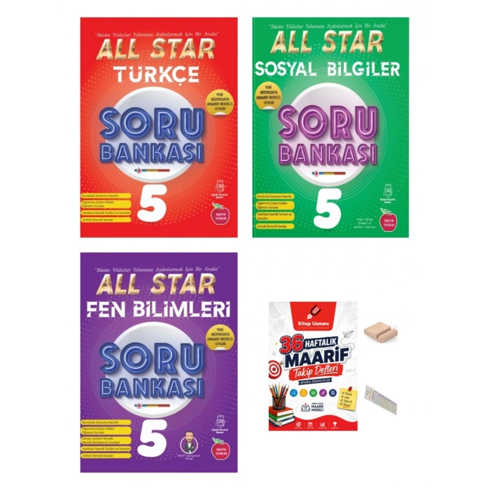 5.Sınıf Türkçe Fen Sosyal ALL STAR Soru Bankası 2027 Maarif Modeli+Telefon Tutucu+Maarif Defteri