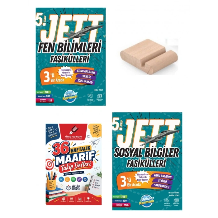 5.Sınıf Fen Bilimleri Sosyal JETT Fasikülleri Maarif Müfredatı+Maarif Defteri+Telefon Tutucu