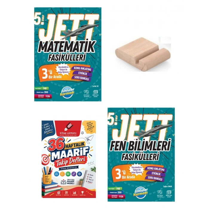 5.Sınıf Matematik Fen JETT Fasikülleri Maarif Müfredatı+Maarif Defteri+Telefon Tutucu