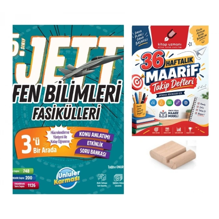 5.Sınıf Fen Bilimleri JETT Fasikülleri Maarif Müfredatı+Maarif Defteri+Telefon Tutucu