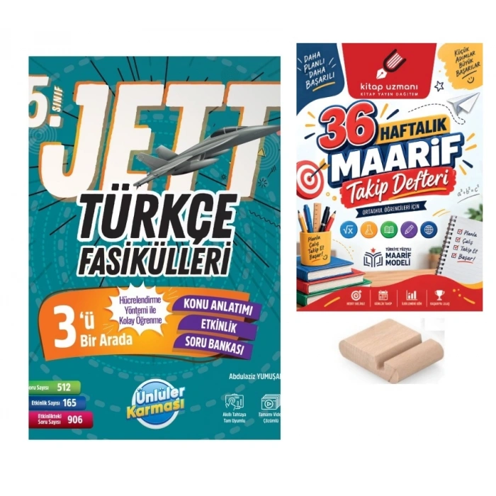5.Sınıf Türkçe JETT Fasikülleri Maarif Müfredatı+Maarif Defteri+Telefon Tutucu